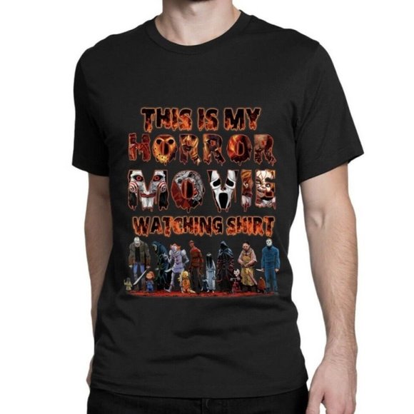 Women’s Medium Halloween This Is My Horror Movie Watching Shirt Black Graphic T- - Picture 1 of 7